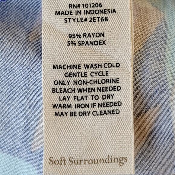 NWT Soft Surroundings Serena Maxi Dress Floral Slits Stretch Size L Blue Multi - Picture 10 of 12